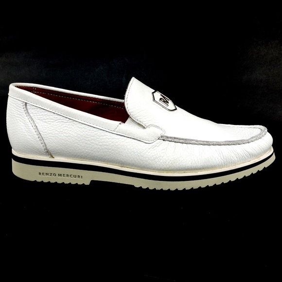 RENZO WERCURI ?? WEN\'S WHITE SOFT LEATHER SUMMER COMFORT LOAFERS main image 4
